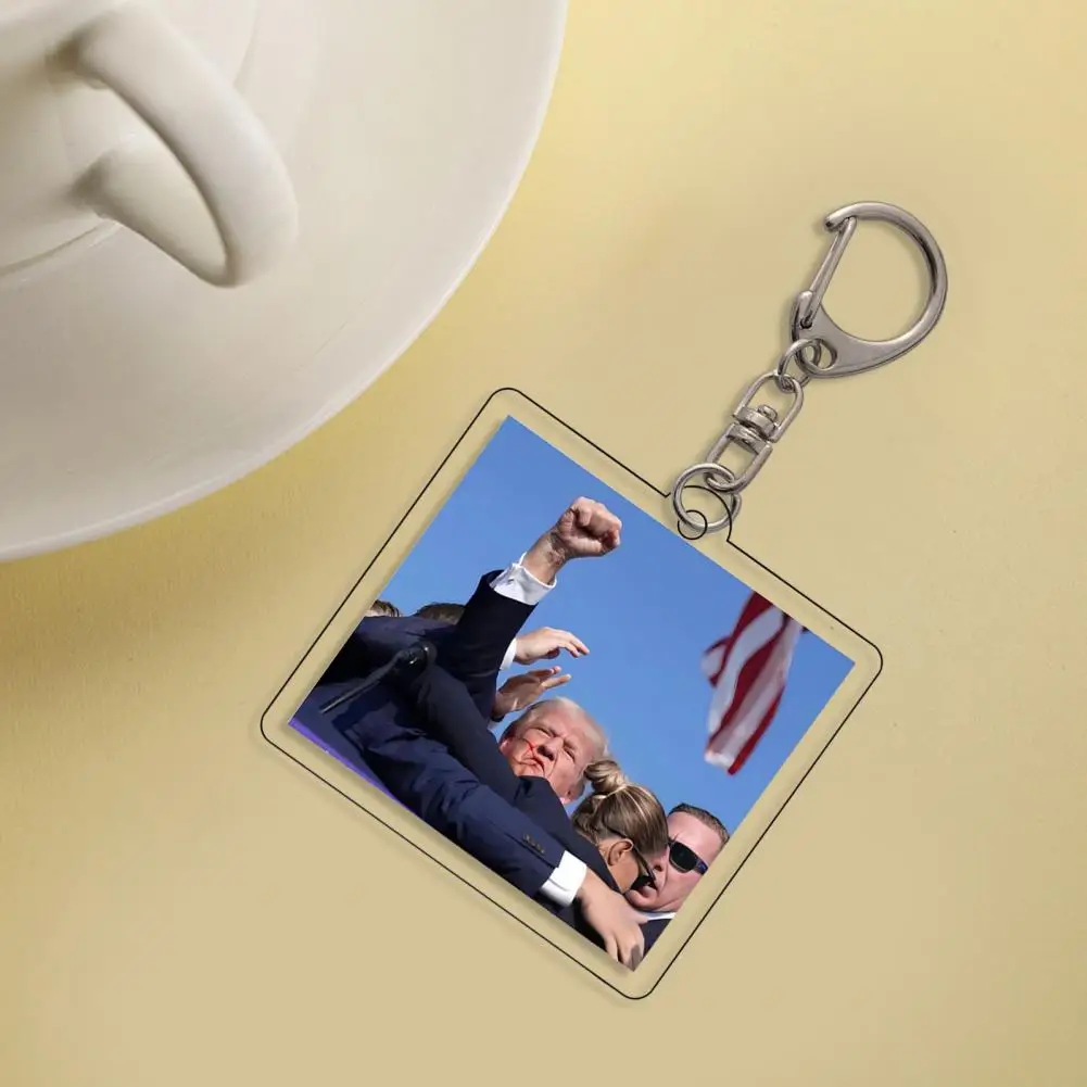 

Trump Supporter Gear Trump Keychain Set Acrylic Stainless Steel Lightweight Patriotic Gear for Trump Supporters Small Size