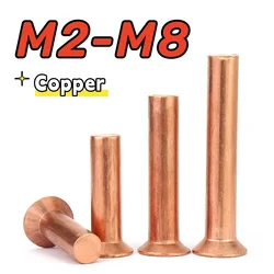 2-100pcs M2 M2.5 M3 M4 M5 M6 M8 GB869 Copper Countersunk Head Rivets Solid Rivet Length=3-50mm