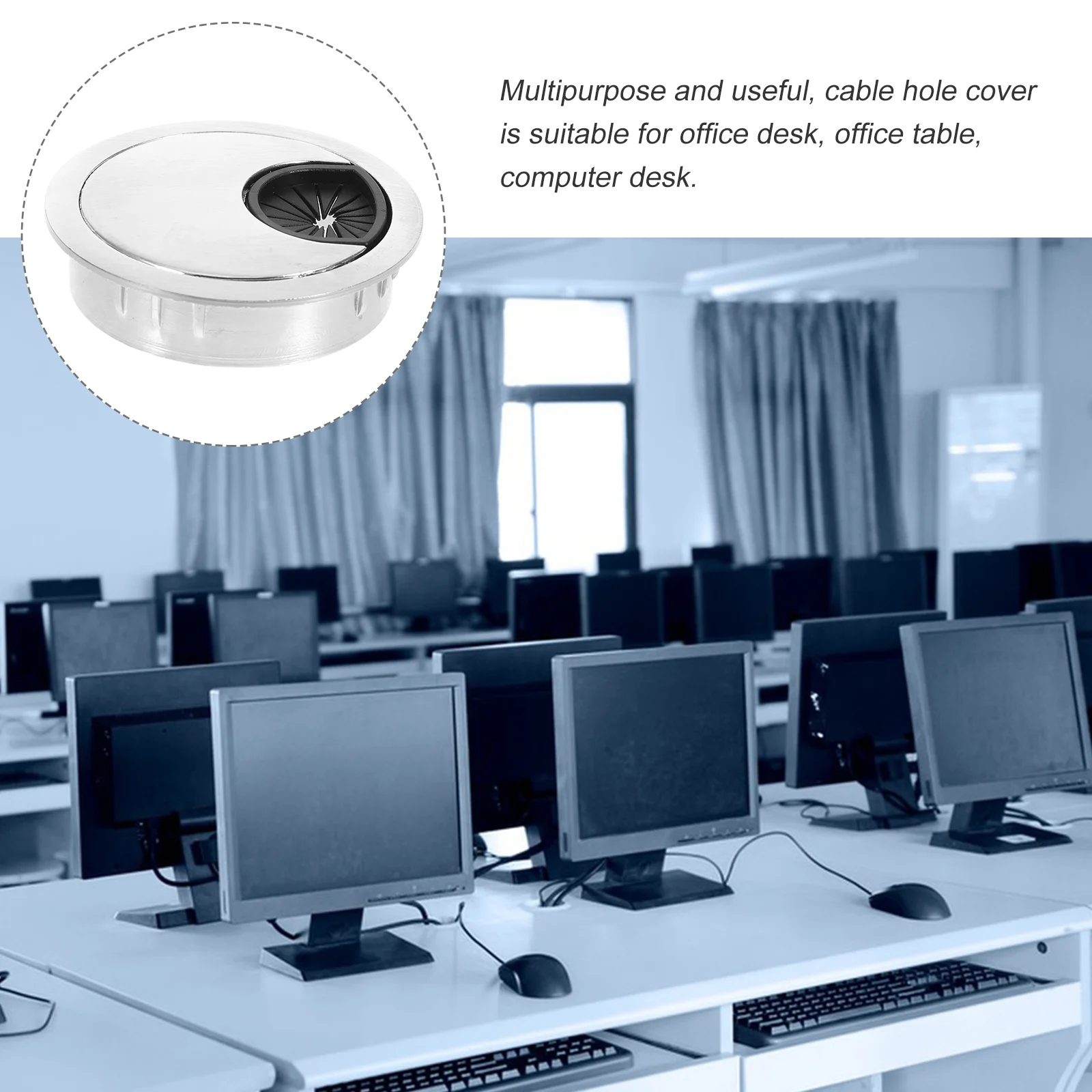 

Computer Desktop Threading Box Round Cable Management under Plug Counter Hole Cover Table