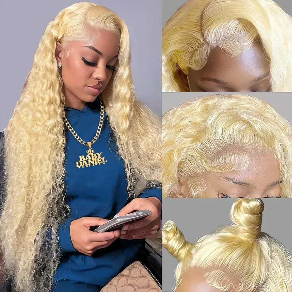 

30 дюймов 613 Парик фронта шнурка Синтетический 13x4 Прозрачный кружевной HD парик фронтальной части шнурка для женщин Глубокая волна Блондинка парики фронта шнурка