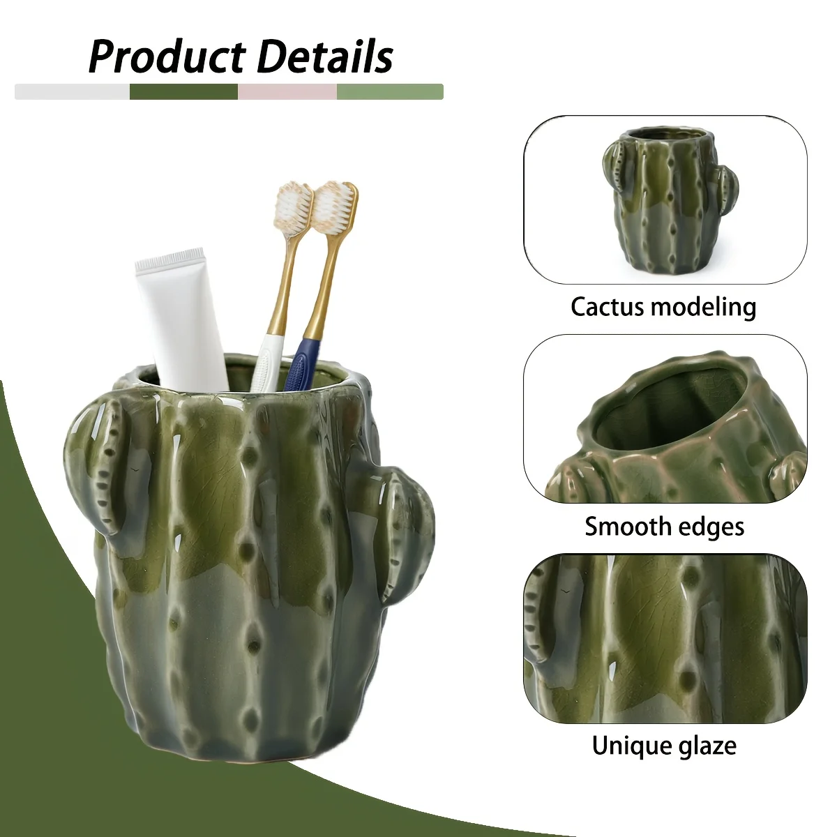 

Hot Sale Cute Ceramic Cactus Pen Holder Office Organizer Ins Home Decor
