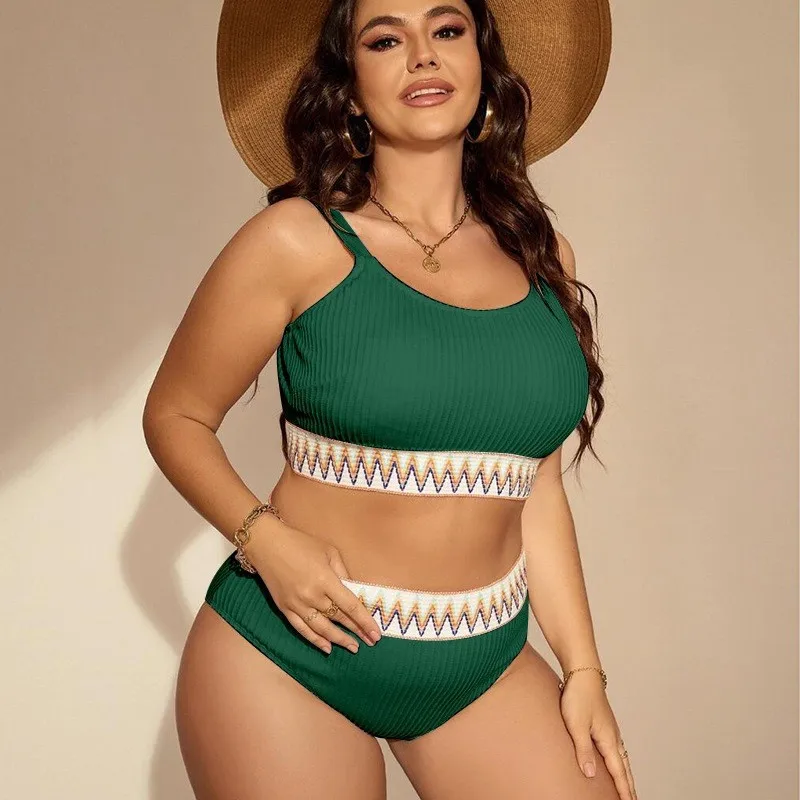 Plus Size zestaw Bikini seksowne stroje kąpielowe kobiet 2024 wysoki stan dwuczęściowy strój kąpielowy kobiety kostium kąpielowy Biquini Monokini