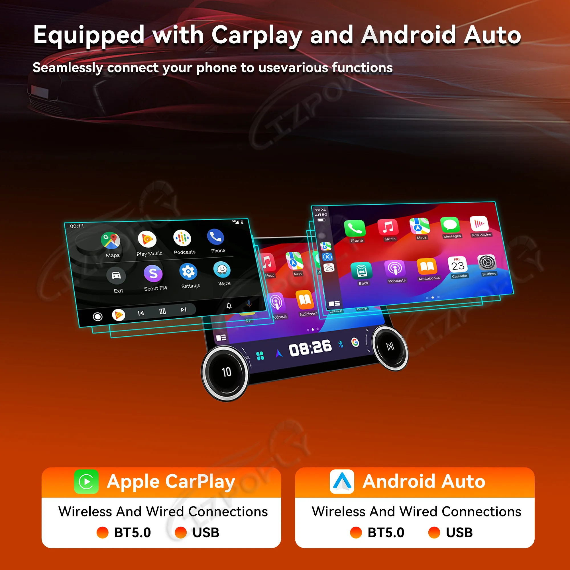 Lizpofly For Audi A6 S6 RS6 1997~2004 Double Knobs Android Auto Carplay Car Radio Automotive Multimedia Stereo Player GPS Navi