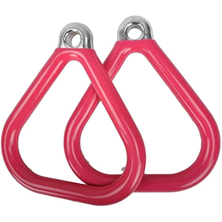 Swing Set Stuff Inc. Commercial Triangle Trapeze Rings with SSS Logo Sticker Playground Attachment Pink