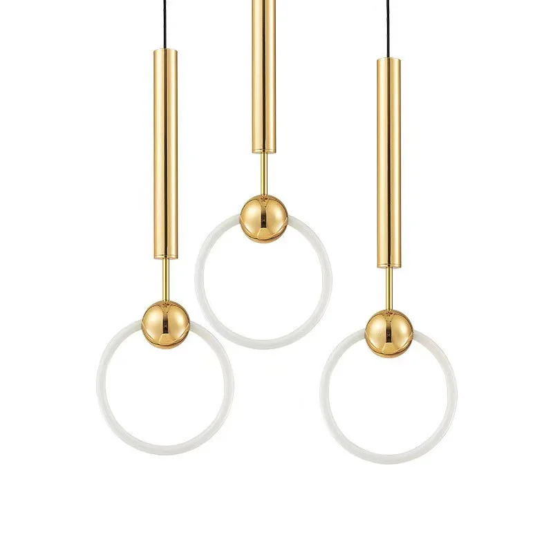 Modern Ring Chandeliers Acrylic Gold Creative Simplicity Stylish Round Oval For Bedside Bedroom Dining Table Background Lights