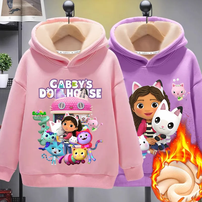 

Толстовка для кукольного домика Габби, теплая флисовая зимняя толстовка с капюшоном из ягненка для девочек, повседневная модная детская одежда в стиле аниме, подарок на день рождения