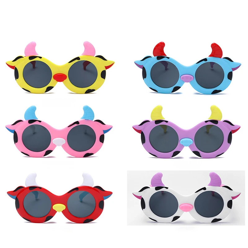 1Pcs Fashion Sunglasses Lovely Cartoon Cow Children Sunglasses Kids Eyeglasses Anti-ultraviolet Boys And Girls Polarized Glasses