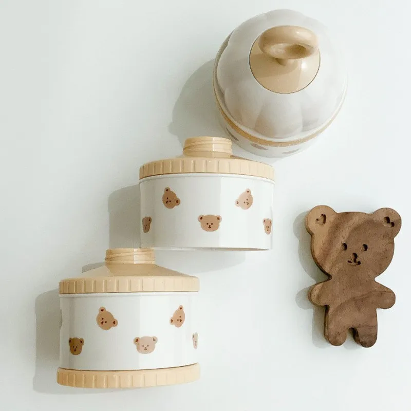 Cute Bear Milk Powder Box Baby Food Accessories Newborn 3 Layer Powder Milk Dispenser Container Box Bottle Feeding Mother Kids