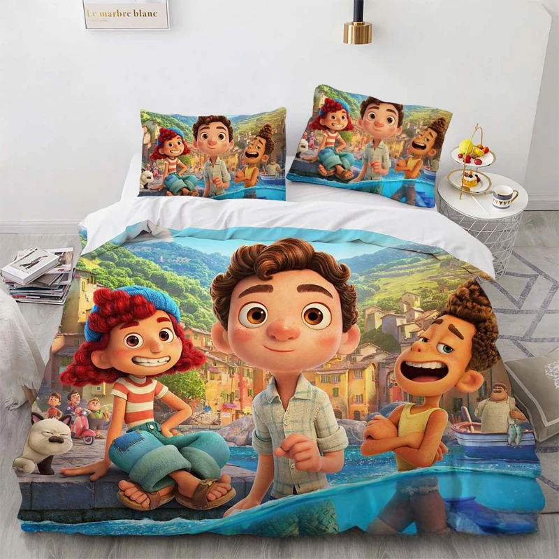 ديزني لوكا الكرتون الفراش مجموعة للأطفال ، غطاء لحاف ، أنيمي المخدة ، Kawaii المفرش ، نوم حاف ، تأثيري ديكور ، هدية