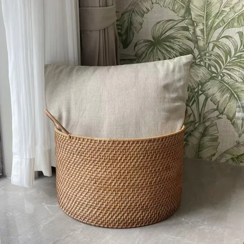 Nordic Homestay Rattan Basket Horizontal Decoration Laundry Hamper Large Capacity Living Room Miscellaneous Toy Storage