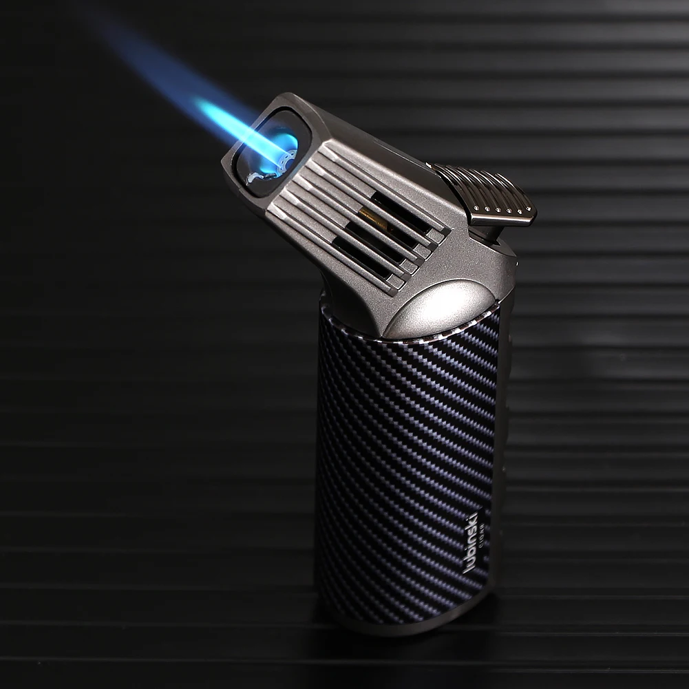 LUBINSKI Windproof Torch Lighter Butane Gas Jet Powerful Cigar Accessories Metal Professional Cigar Lighter Luxury