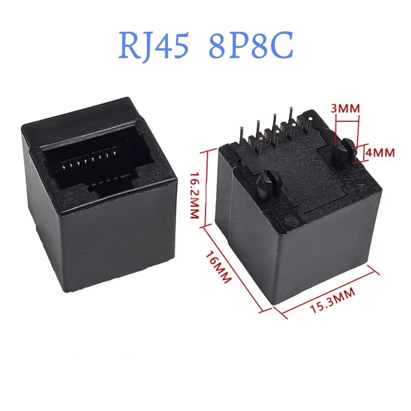 20pcs RJ45 Telephone Jack Network Interface Internet Connector 8Pin 8P 8C Female Socket 18.3MM 21mm LED With Tab New