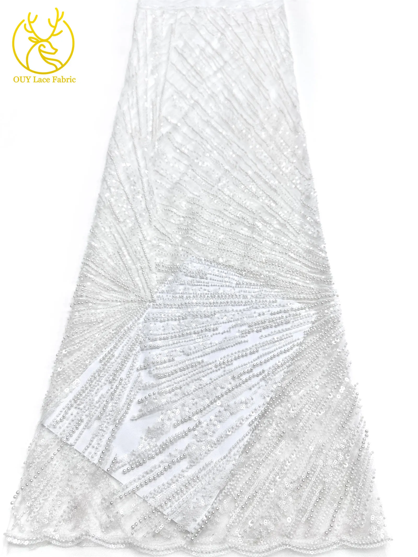 Afrikanischer Perlen-Spitzenstoff 2026 Heißer Verkauf Nigeria Französischer Tüll-Pailletten-Spitzenstoff für Party-Abendkleid-Nähmaterial 5 Yards – Detail 10