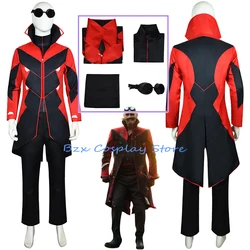 Anime Hedgehog 2 Dr Eggman Cosplay Jacket Pants Costume Men's Ivo Robotnik Trench Uniform Glasses Prop Party Clothes for Man
