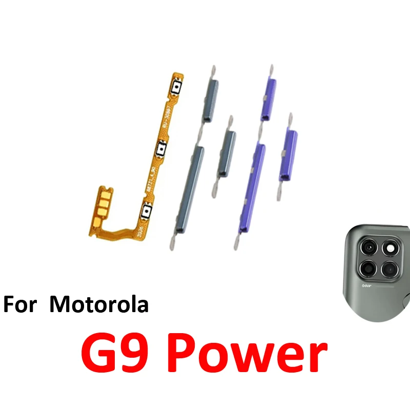 Phone Power Volume Button For Motorola Moto G9 Power New On Off Up Down External Key Internal Flex Cable Repair Parts