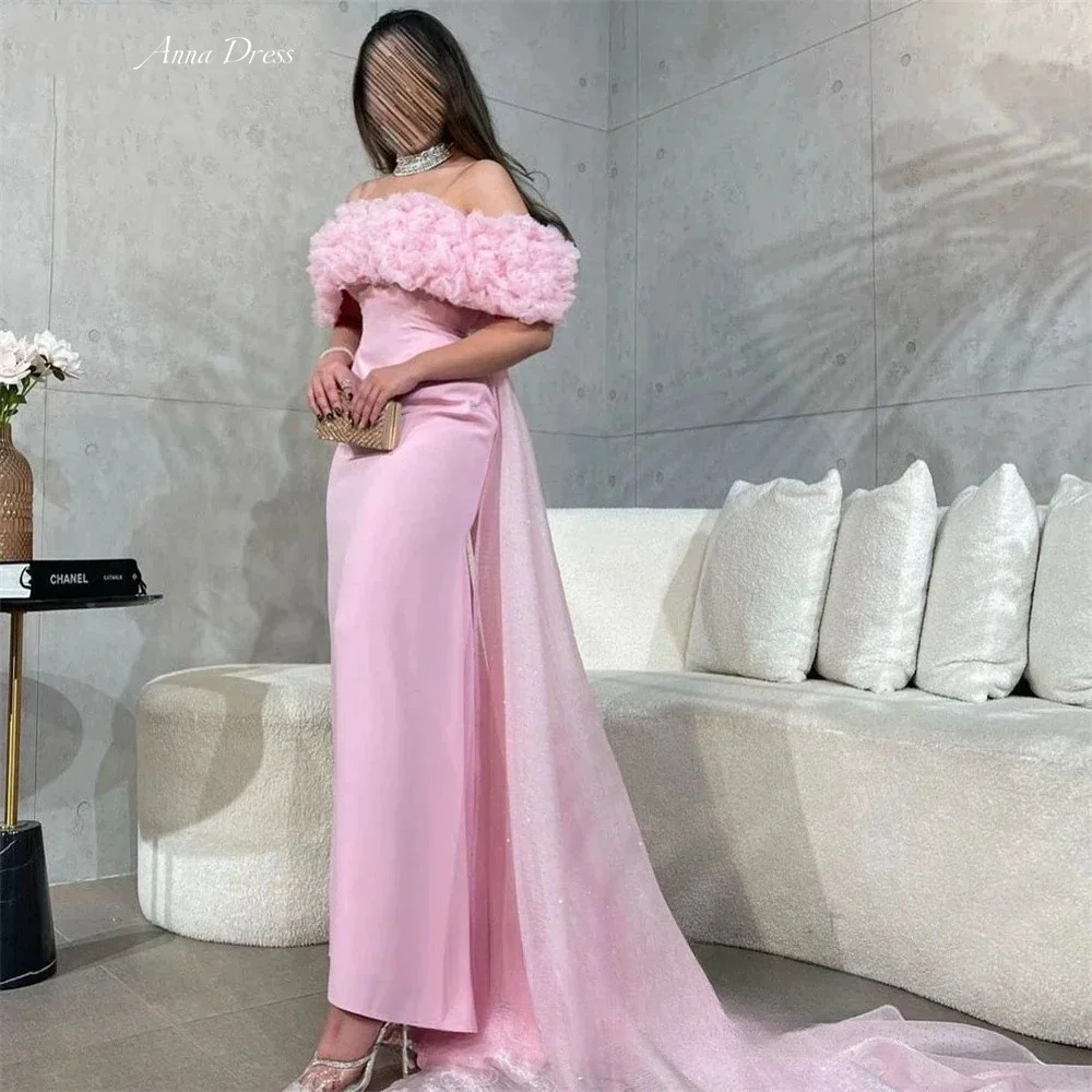 

Anna Fish Tail Elegant Party Dresses Woman Evening Dresses for Special Occasions Wedding Dress Custom Made Shawl Pink Satin Prom