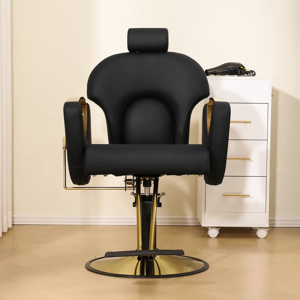 360° Swivel Reclining Salon Barber Chair with Heavy Duty Hydraulic Pump for Hair Stylists Home Barbershops-Black