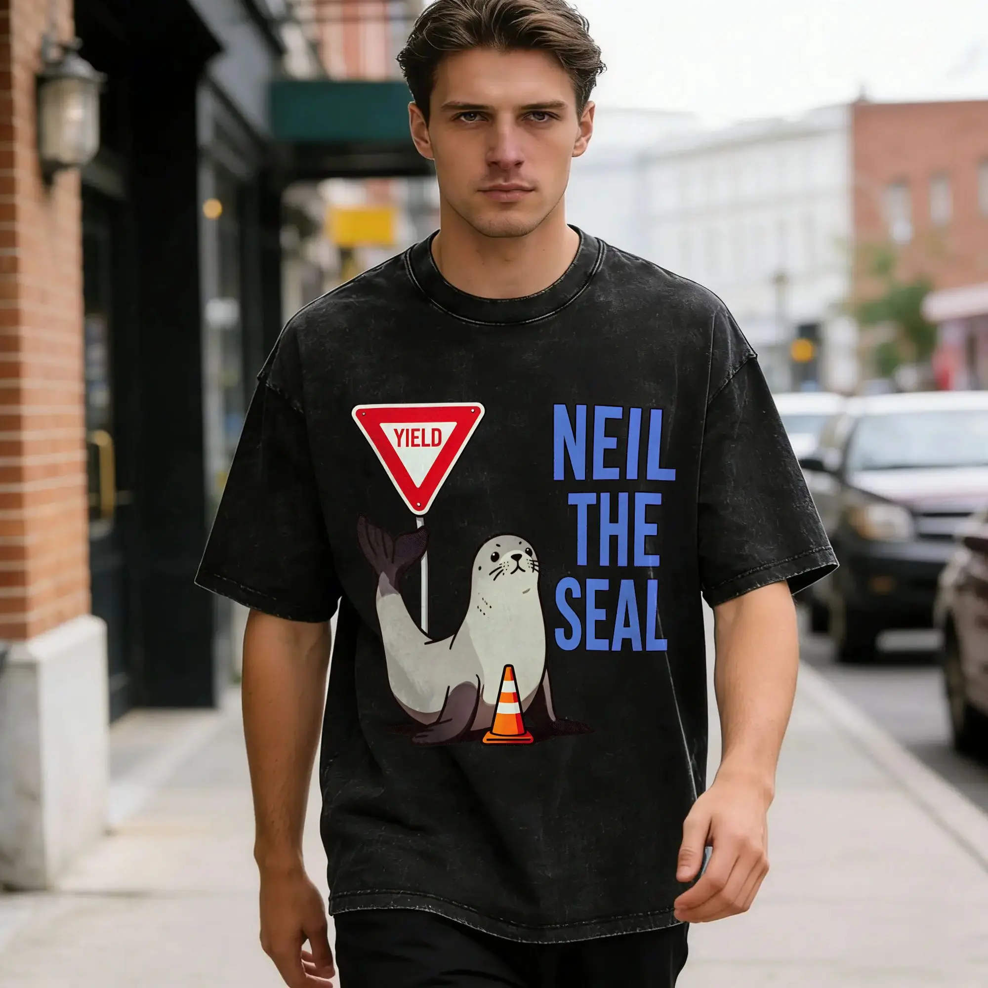Neil the Seal  T Shirt  Harajuku T-Shirts Short Sleeve Y2K Fun Tops Beach Cotton Crewneck Oversize Clothes
