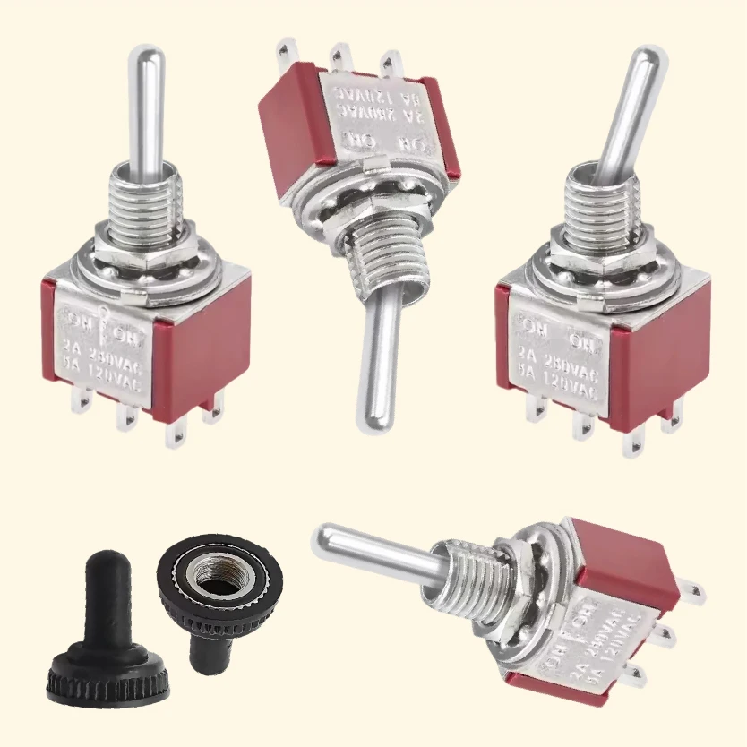 

Мини-тумблеры 6 мм SPDT ON-OFF-ON 3/6 Pin с герметичными колпачками для электроники DIY и панелей управления