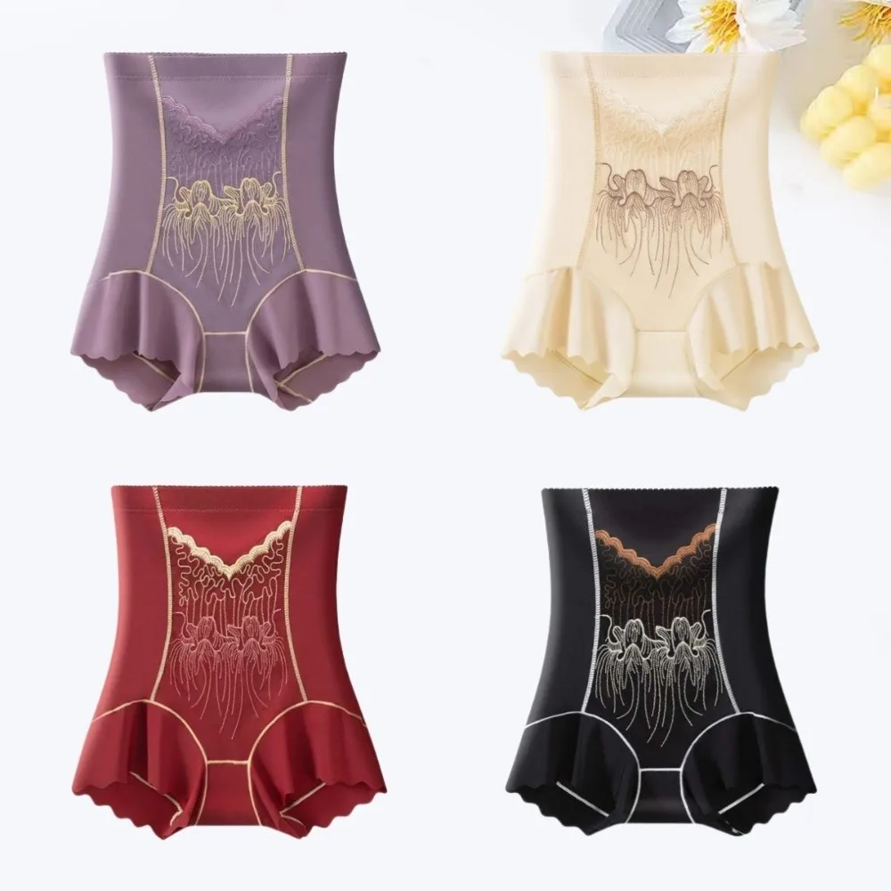 Cintura alta pós-parto corpo shaper bordado flor shapewear bunda levantador briefs barriga contração calcinha floral