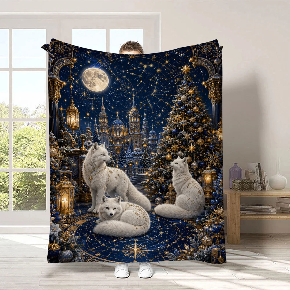 Merry Christmas Flannel Blanket Santa Claus Lovely Snowman Printed Throw Blanket Home Office Heartfelt Gift for Sis Bro Son Dau