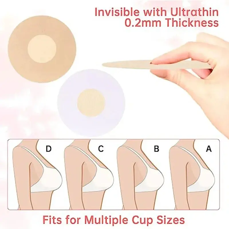 100Pcs Nipple Sticker Disposable Invisible Chest Sticker Non-woven Bra Breast Patch Bra-less Pasties Pad Nipple Cover Stickers