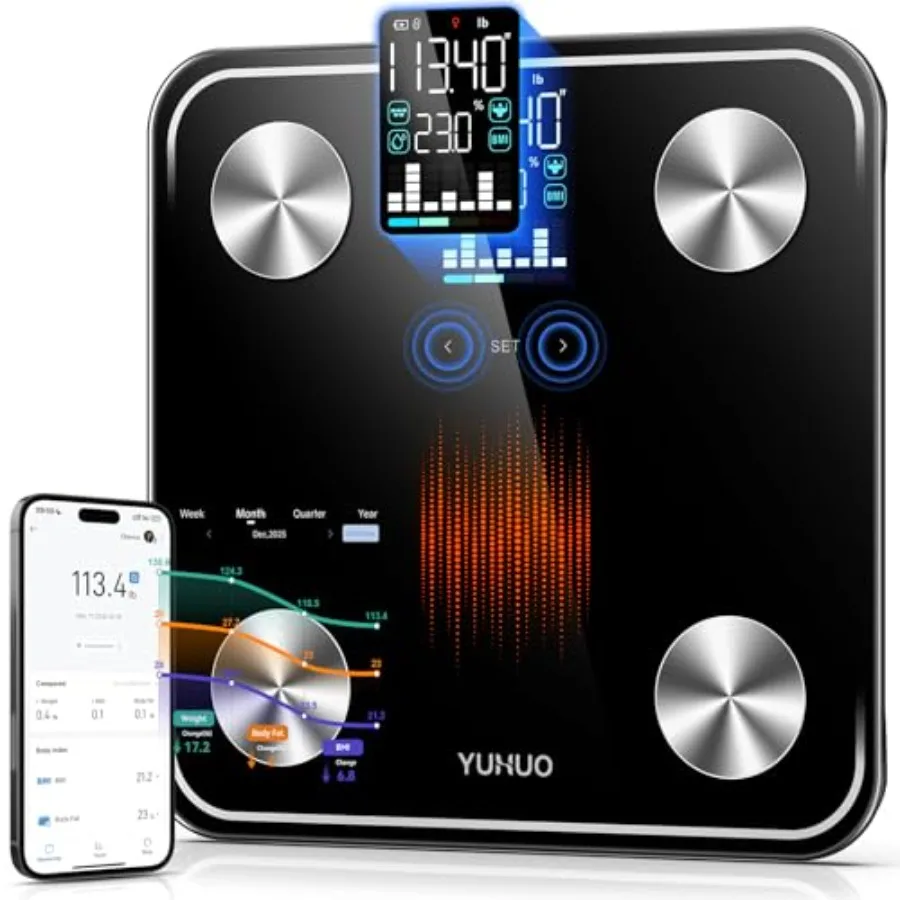 

Smart Scale for Body Weight, BIA Body Composition Scale with High Precision, Large LED Display, Digital Bathroom Scale for BMI,