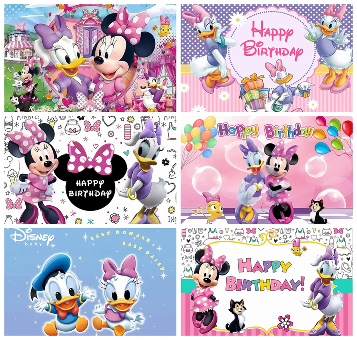 

Disney Minnie Daisy Pink Cartoon Background Cloth Children Birthday Party Baby Shower Decoration Photography Scene Layout Props