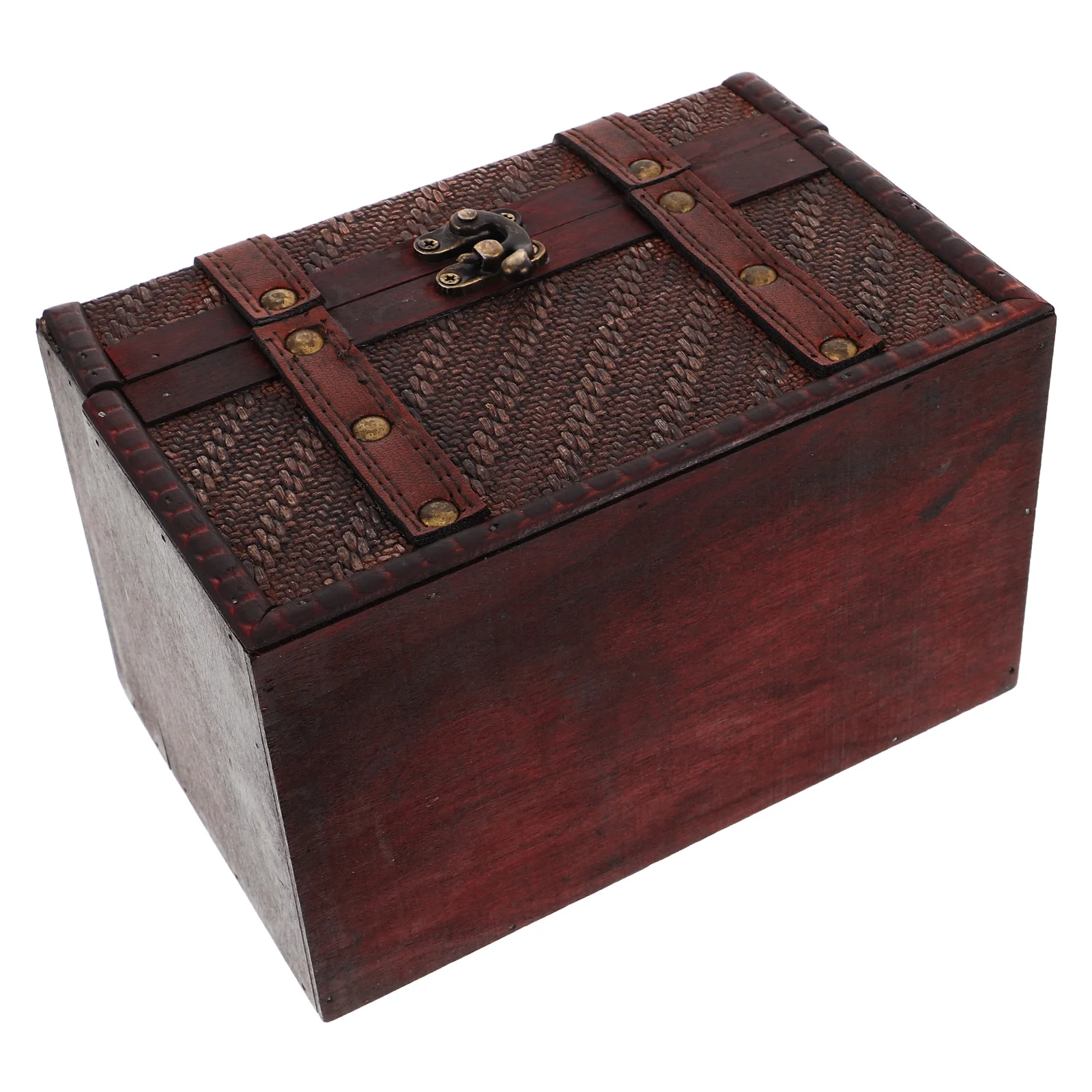 

Wooden Jewelry Box Vintage Woven Texture Storage For Bracelets Rings Earrings Desktop Decorative Organizer - Retro