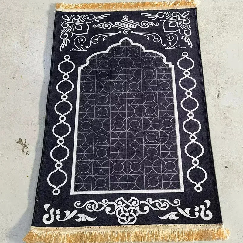 VIKAMA Muslim Cotton Prayer Mat, Decorated With Tassels, Suitable Prayer Mat, Foldable Portable Muslim Prayer Mat Home Decor