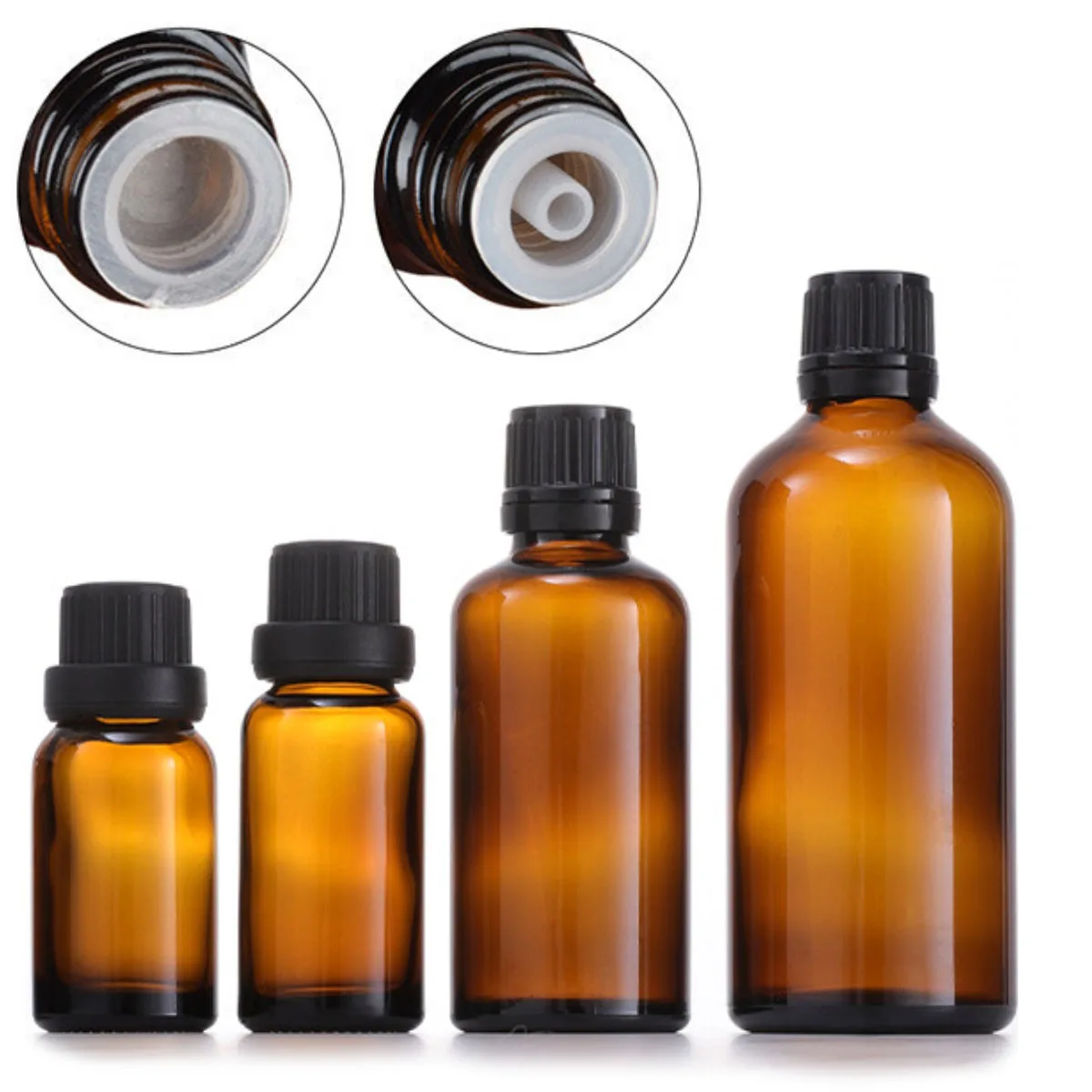 

5X 10X Glass Dropper Bottle 5/10/15/20/30/50/100ML Refillable Essential Oil Aromatherapy Perfume Euro Drop Orifice Reducer Cap