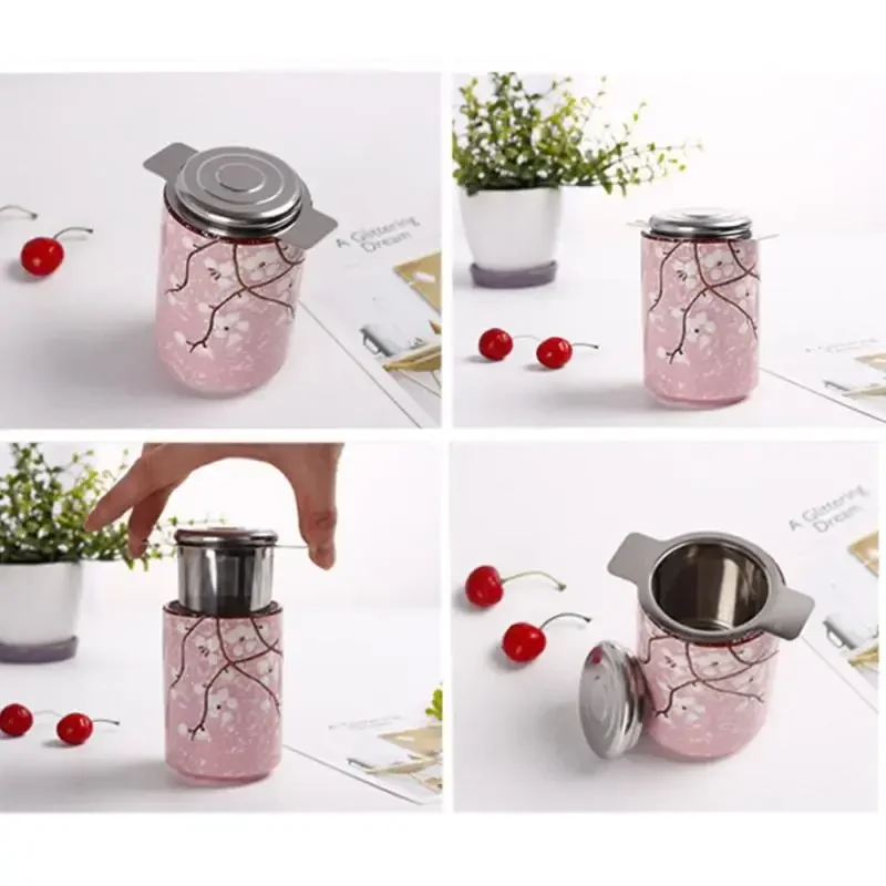 Double Handles Tea Infuser with Lid Stainless Steel Fine Mesh Coffee Filter Filter for Coffee Machine Tea Leaf Strainer Filter