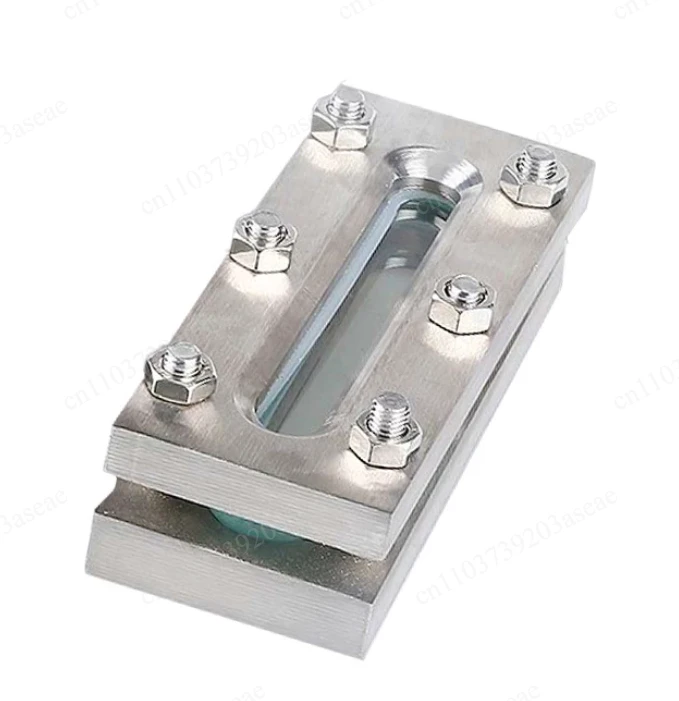 For Frame 200 SS304 Rectangular Sandwich Long Strip Sight Glass Flat Liquid Level Viewer Hexagon Head Bolt Mount