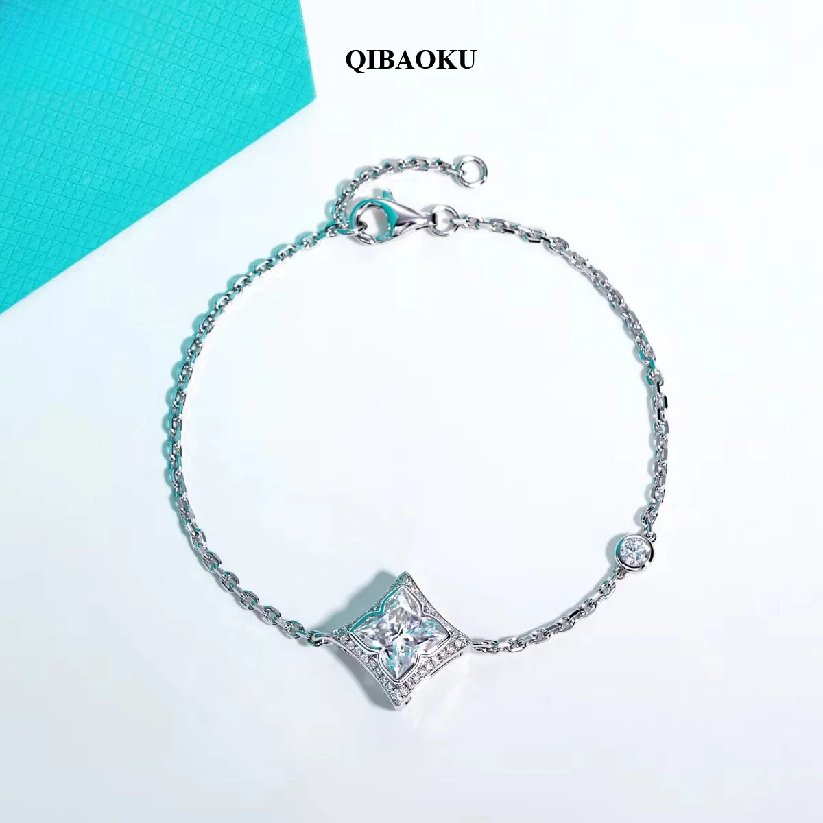 FCGJHW 2ct (7x7mm) Four-Leaf Clover Moissanite Princess Bracelet S925 Sterling Silver 16+2cm Bracelets for Women Jewelry 2026