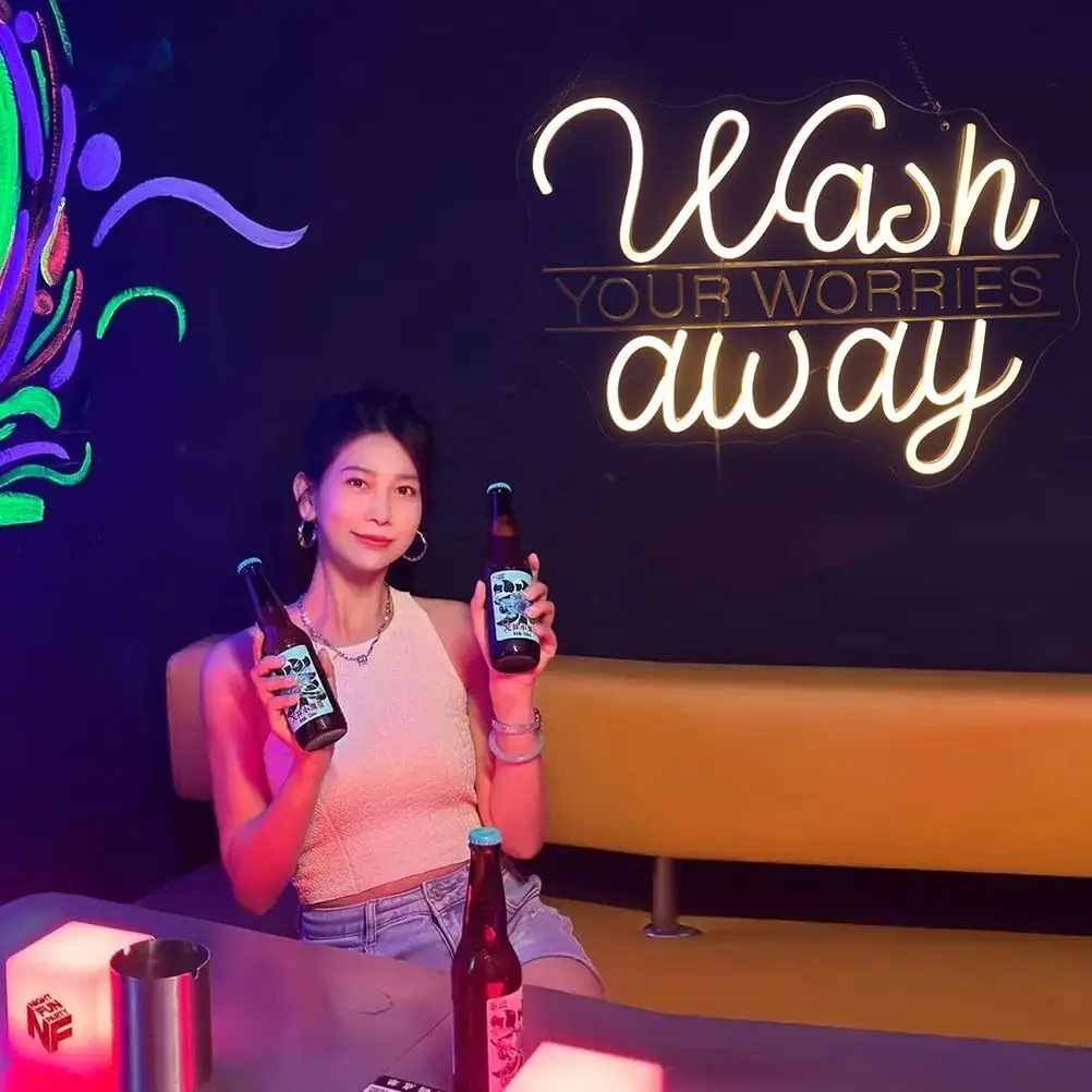 Wash YOUR WORRIES away LED Neon, USB Powered Dimmable LED Neon, Fit SPA, Meditation Room, Bedroom Wall Art