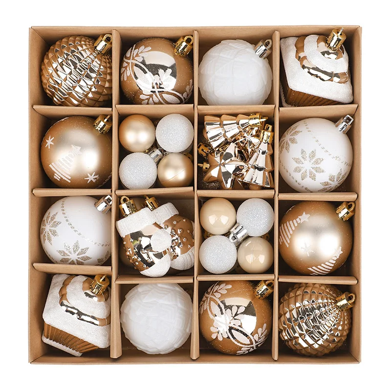 42Pcs Christmas Ball Decoration Rose Gold Baubles Christmas Tree Hanging Pendent For Home Noel Navidad Ornaments
