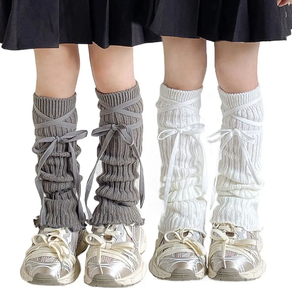 Sweet Solid Color Lace Leg Warmers Knitted Lace Trim Lolita Style Socks Soft Fabric Elastic Elastic Tube Socks Children Wear
