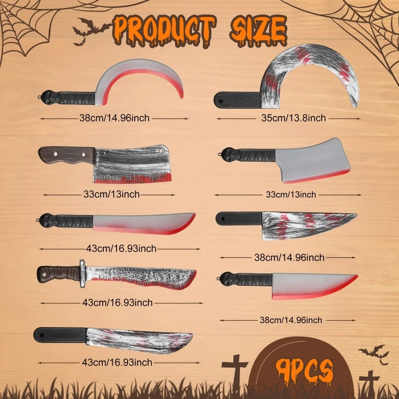 سكين مزيف للهالوين فأس بلاستيكي للأطفال لعبة هدية رعب كوسبلاي دعائم حفلات لوازم تزيين الهالوين السعيدة