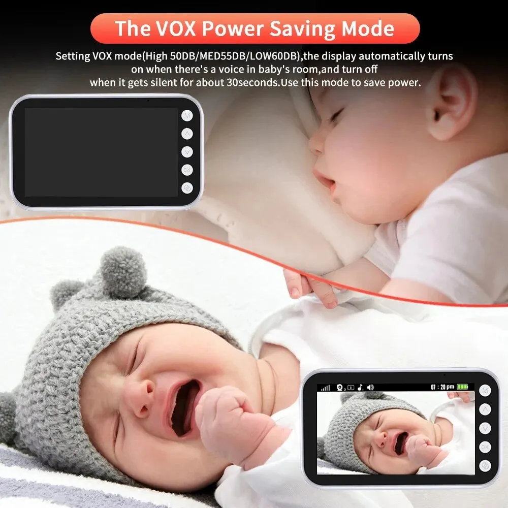 Moniteur vidéo sans fil pour bébé, caméra audio de surveillance, vision nocturne automatique, interphone bidirectionnel, sécurité pour baby-sitter, nounou, 4.3 pouces