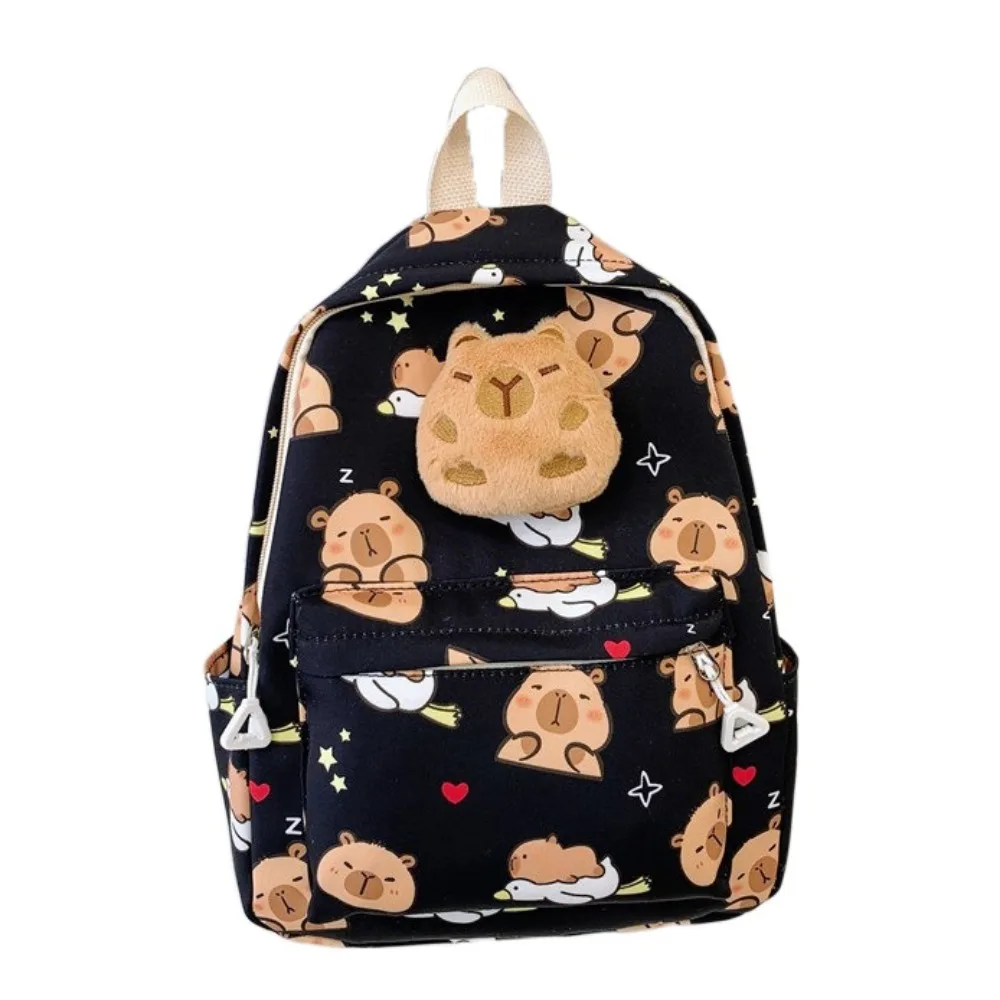 

Doll Decoration Capybara Backpack Nylon Wide Straps Cartoon Animal Daypack Thickened Foldable Large Capacity School Bag Unisex