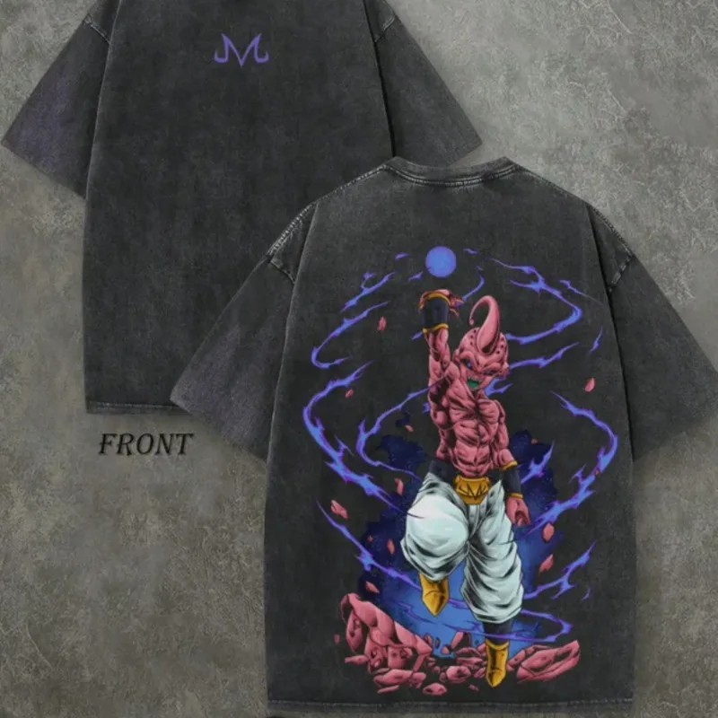 

Футболка Dragon Ball Son Goku Majin Buu, винтажная, хлопковая, унисекс, для мужчин и женщин, в стиле аниме, уличная одежда, повседневная, оверсайз, весна-лето