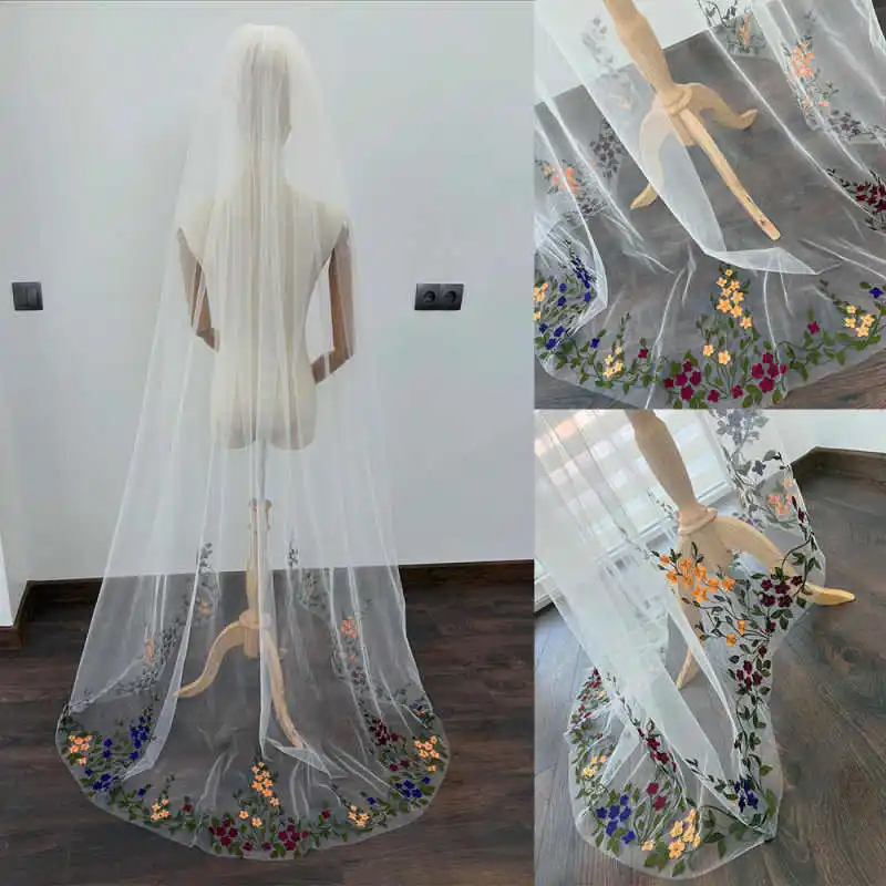 

Элегантная фата для женщин, аппликации, кружевная вуаль до локтя, свадебная фата из тюля, аксессуары для невесты на заказ