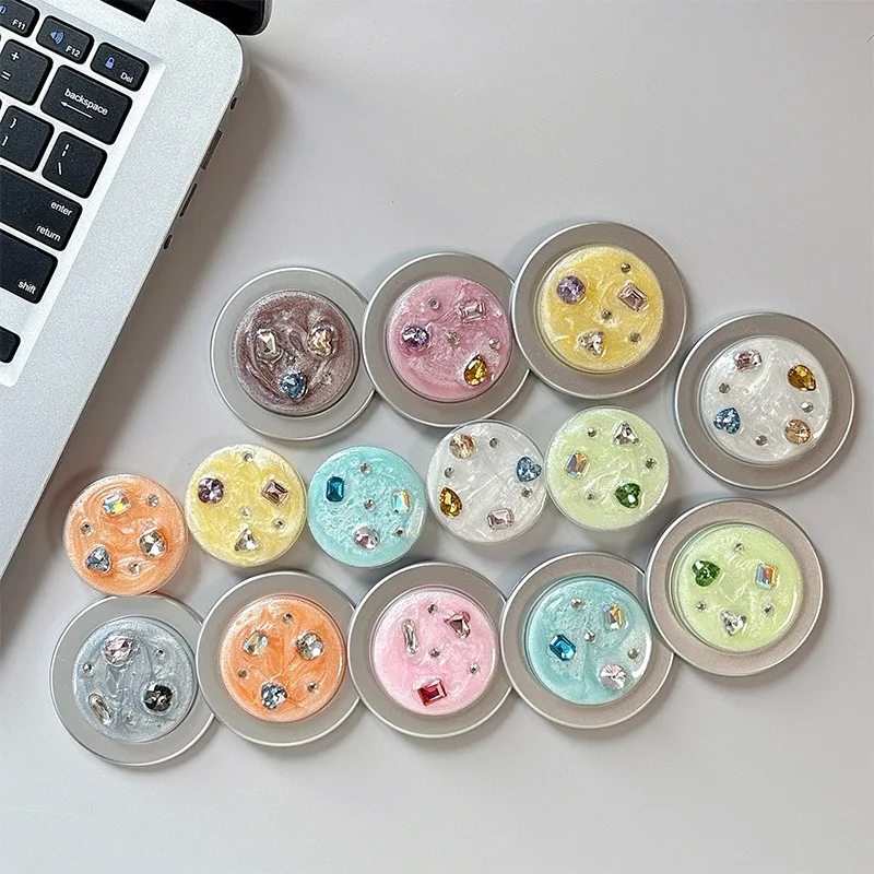 Colorful Gemstone Magnetic Phone Grip Holder Adhesive Cute Cell Phone Airbag Holder Desktop Stand Support Bracket Finger Socket