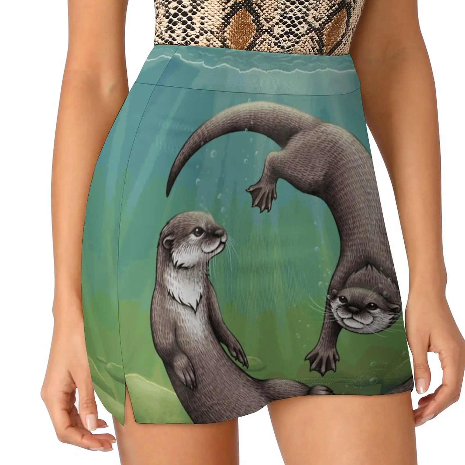 Asian Small-Clawed Otters Women's skirt Mini Skirts A Line Skirt With Hide Pocket Otters Otter Asian Small Clawed Otter