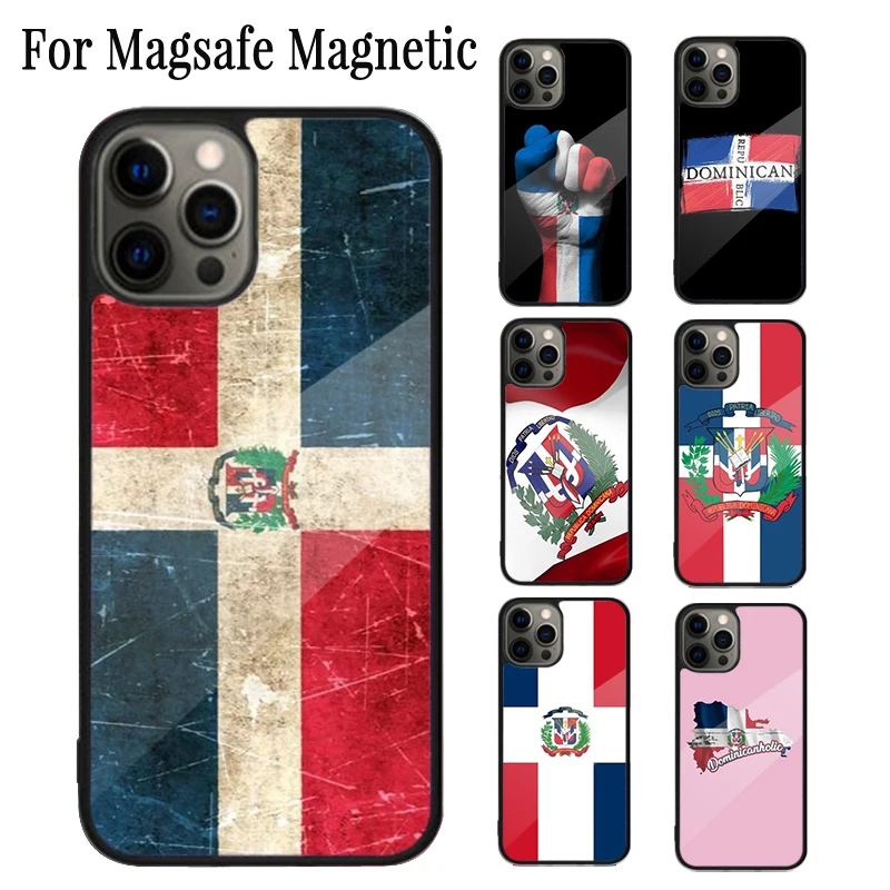 Dominican Republic Flag Magnetic Phone Case Coque For iPhone 16 15 14 Plus 13 12 Mini 11 Pro Max Magsafe Wireless Charging Cover