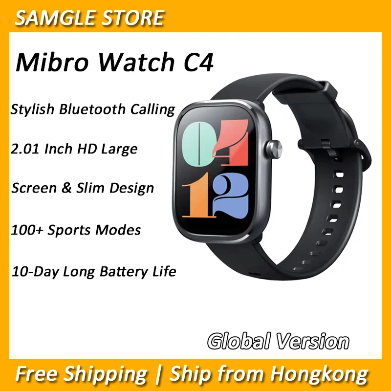 

Mibro Watch C4 2Inch HD Display Bluetooth Call 24H Blood Oxygen Heart Rate Monitoring 100 Workout Modes Smartwatch for Men Women