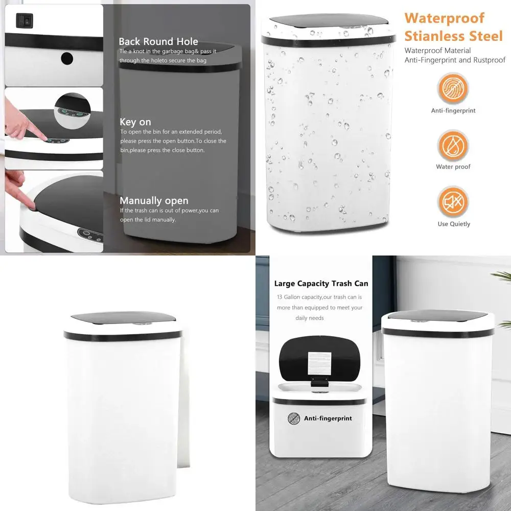 

Автоматическое мусорное ведро для кухни с сенсорной крышкой и датчиком движения, 50 л, водонепроницаемое, для ванной комнаты