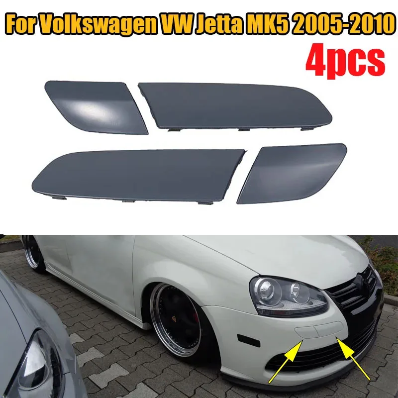 

Primed 4 PCS Front Bumper Molding Cover Trim 1 Set For Volkswagen VW Jetta MK5 2005 2006 2007 2008 2009 2010