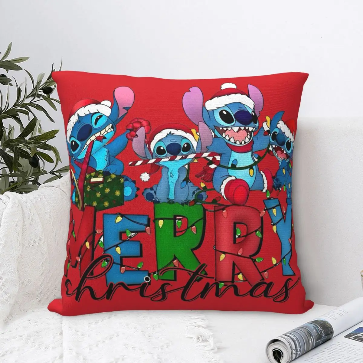 لطيف غرزة ساحة أكياسها عيد ميلاد سعيد غطاء الوسادة خمر وسادة رمية مزخرفة غطاء للمنزل 45x45 سنتيمتر