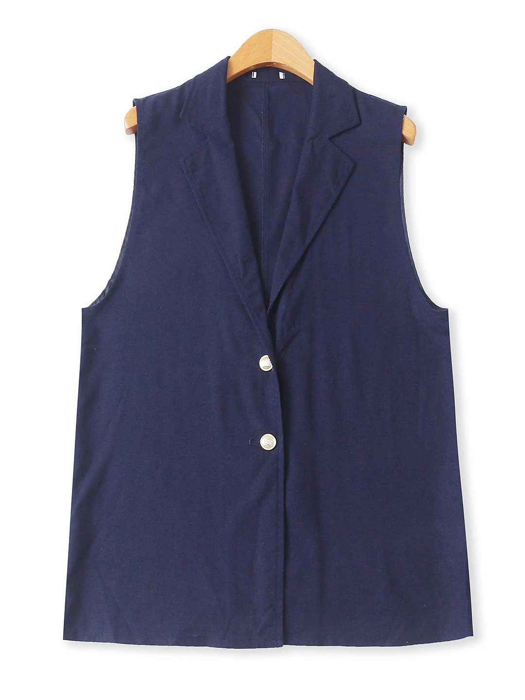 Slim Fit Casual Collarless Two Button Vest Versatile Autumn New Style Women's Fashion Commute Style Outerwear Mid-Length Sing...